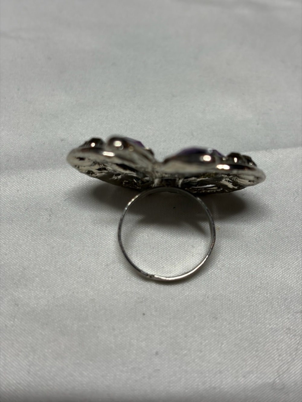 Apple Statement Ring Purple Rhinestone Adjustable - image 2